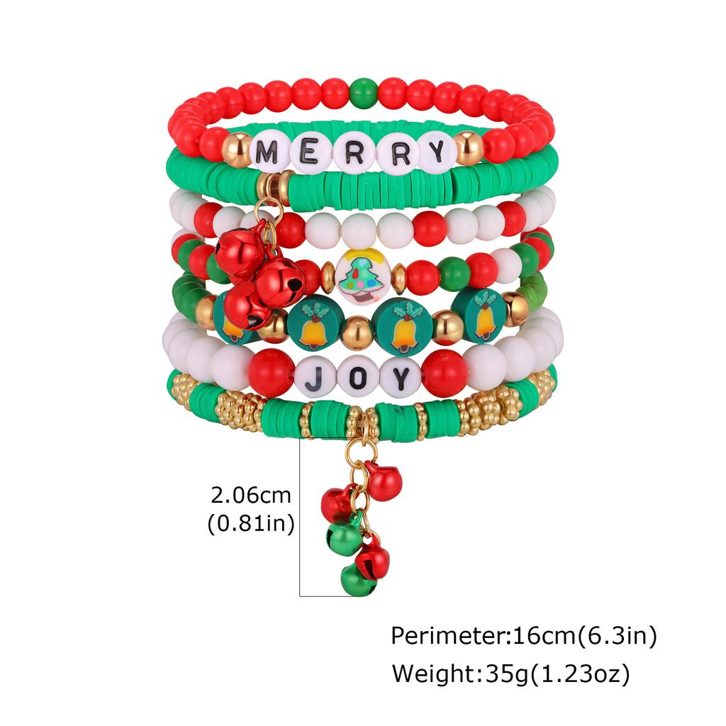 Christmas Bracelets, Charms Bell Snowman Xmas Tree Beaded Stretch Bracelets Set, Holiday Gift Jewelry For Women