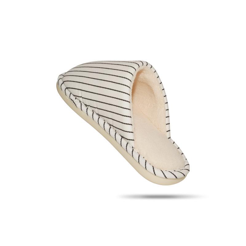 Fury Slippers Autumn and Winter Home Anti Slip Striped and Plush Warm Cotton Slippers
