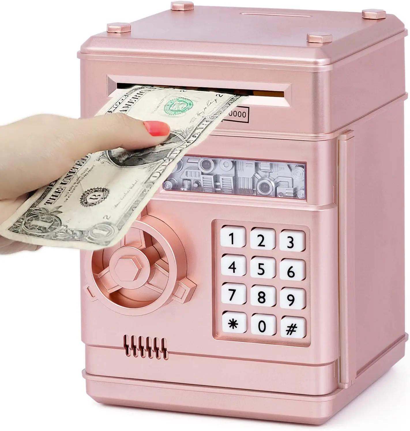 Dětské prasátko s kombinačním zámkem a automatickým slotem na bankovky Mini bankomat Prasátko na peníze, Dárková hračka k narozeninám pro kluky a dívky white
