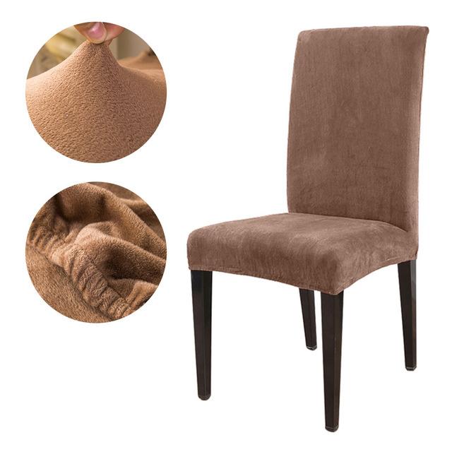 High Elastic Velvet Chair Protector Plush Stretch Chair Cover Antifouling Home Hotel Dining Wedding Seat Cover Home Decoration Chair Protector 1PC