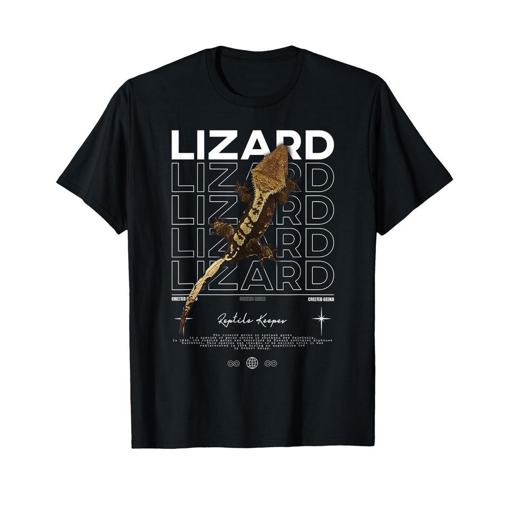 JRRTS Crested Gecko Design Streetwear Lizard Keeper T-Shirt Reptile Lover Graphic Tee