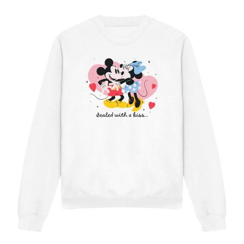 Disney Unisex Adult Sealed With A Kiss Mickey & Minnie Mouse Sweatshirt