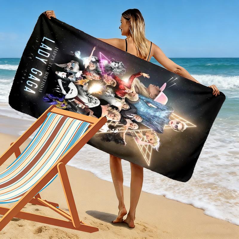 Gaga Poster Druck Strandtuch, Großes Weiches Schnelltrocknendes Handtuch für Strand Camping Schwimmen