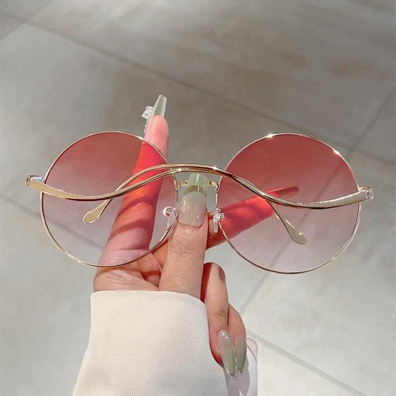 New Women'S Metal Framed Circular Sunglasses Fashion Women Cool Multi Color Shades Personalized Outdoor Photography Eyeglasses