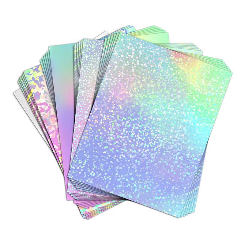 M-Modern-24 Sheets Vinyl Sticker Paper For Inkjet Printer - Printable Glossy Sticker Paper And Holographic Laminate Sheets
