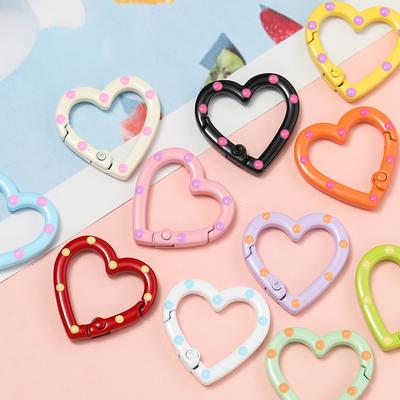 5pcs/lot Metal Heart Ring Spring Clasp Carabiner 25mm Keychain Clips Hook Dog Chain Diy Jewelry Buckle Connector Supplies