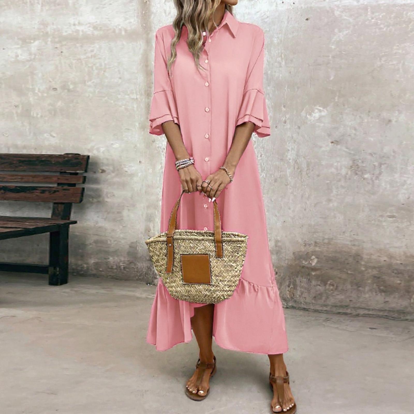 

Женское осеннее платье макси с рукавом 3/4, V-образным вырезом, ажурной перфорацией, А-силуэта, длинное, повседневное, для вечеринки S