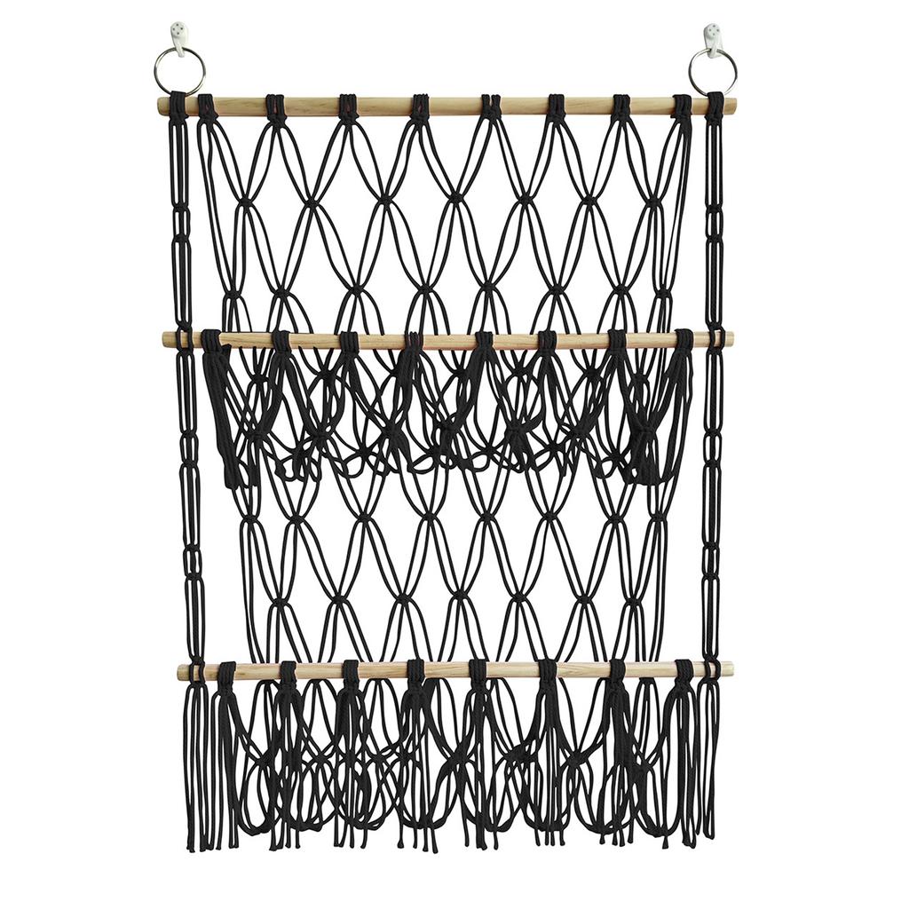 Cotton Stuffed Animal Storage Net With Wooden Rods For Nordic Style Room Decor Toys Blankets Soft