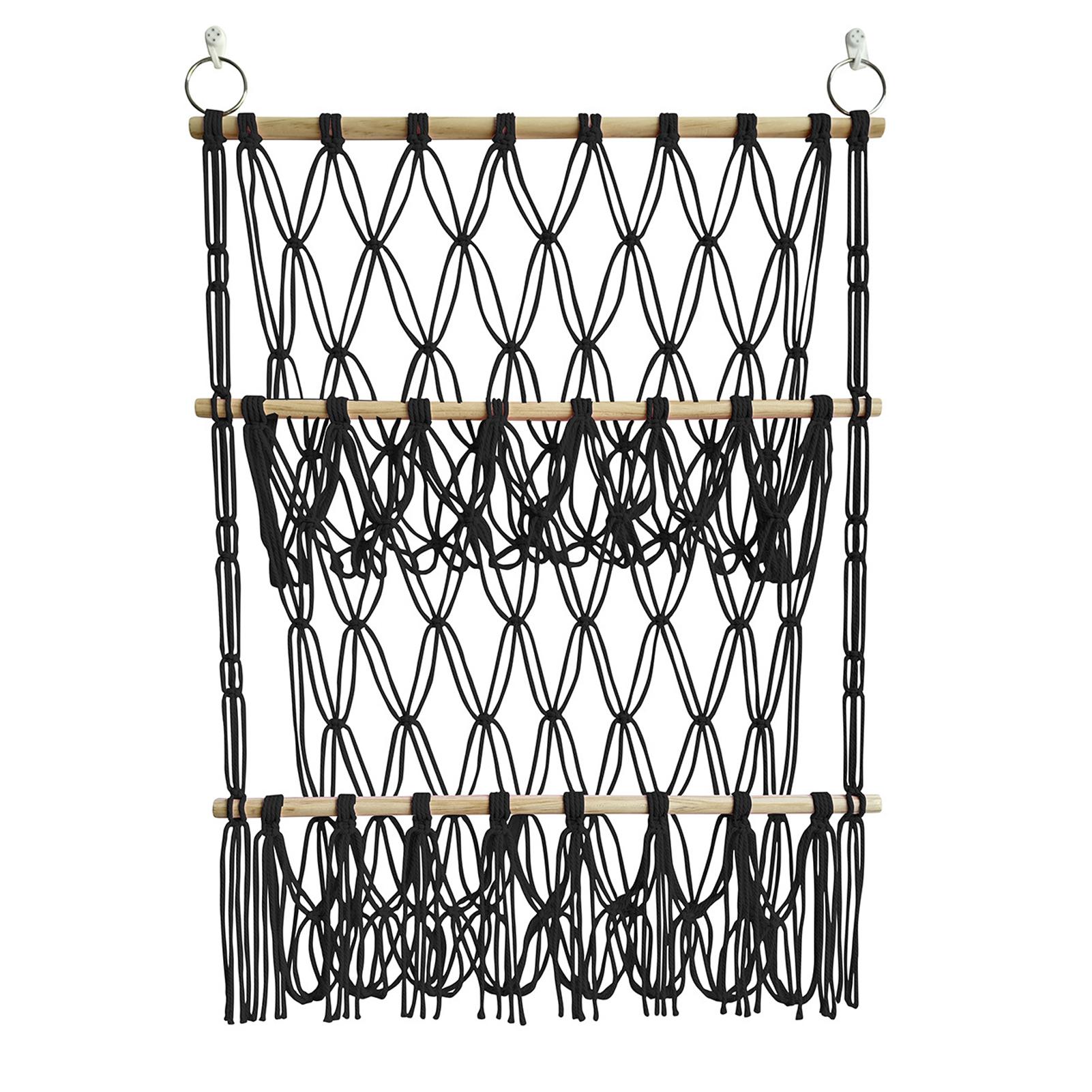 

New Minimally Decorated Storage Rack Children’s Room Book Decorations Plush Toy Storage Rack Wooden Stick Toy Storage Net Pocket