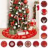 Saia de Árvore de Natal Xadrez Vermelho Festiva Com Design de Papai Noel e Alce Para Decoração Elegante de Feriado