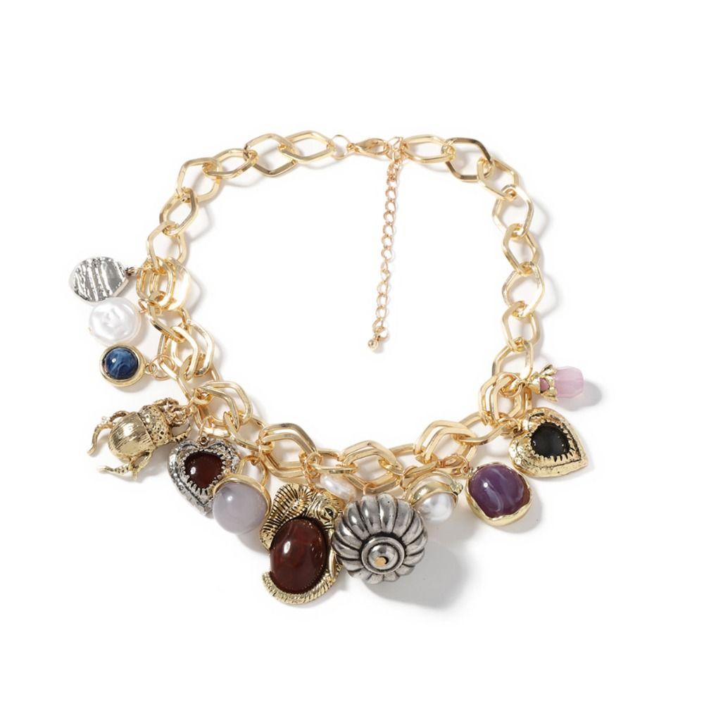 Personality Collarbone Chain Literature Suit Accessories Multi Pendant Chain Necklace  Autumn