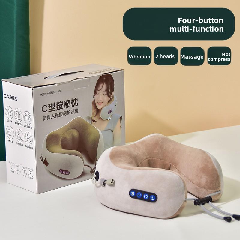 Shoulder and Neck Massage Pillow Household Multifunctional Heating Neck Protector Vibration Kneading Shawl Massager Travel Massage Pillow