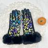 Gloves Women'S Warm Fleece Thickened Cute Cycling Gloves Touch Screen Leopard Print Hair Mouth Gloves