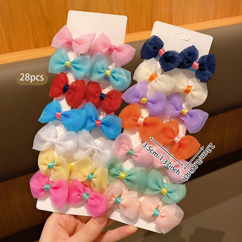 28 colorful fabric hair clips with random colors, cute and sweet, suitable for daily use as hair accessories