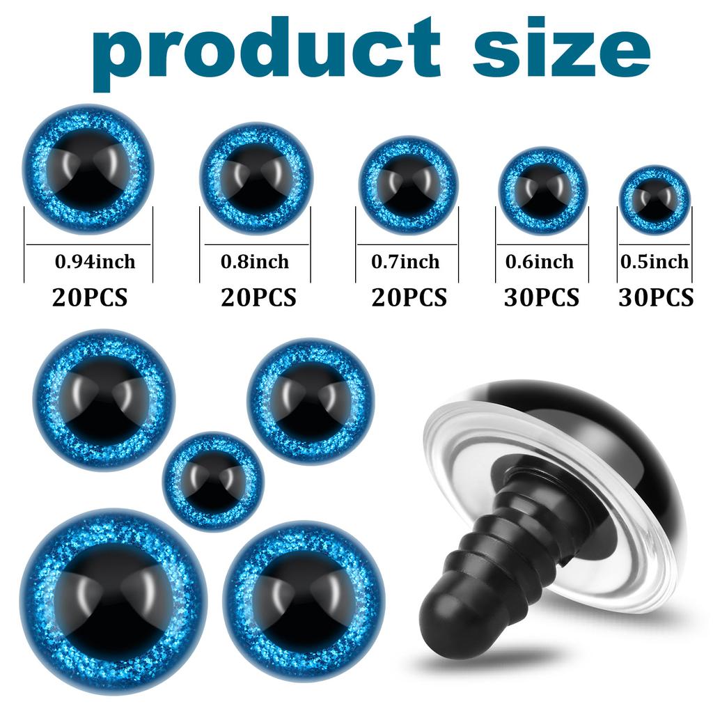 Buy 120 Pieces Glitter Plastic Safety Eyes 12Mm 16Mm 18Mm 20Mm 24Mm Round Doll Eyes at