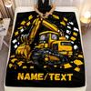 Individuelle Bagger-Fleece-Decke Personalisierter Name Ganzjahres-Weiche Überwurfdecke für Kinder Jungen Bau Traktor Bettwäsche Dekor