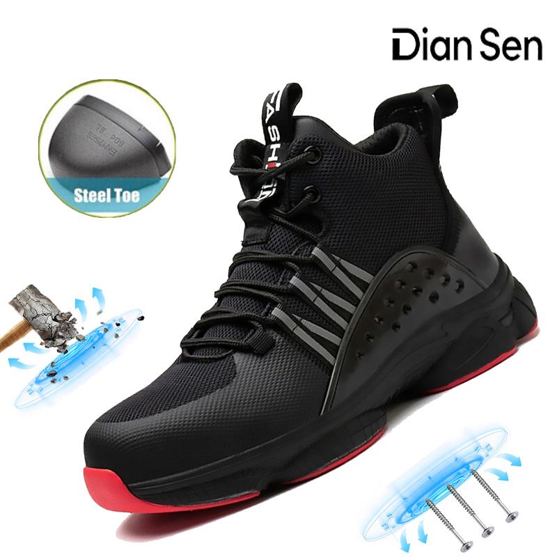 Steel Toe Work Protection Shoes for Men Anti-Smash Anti-Puncture Safety Boots Lightweight Breathable All-Season Casual Footwear