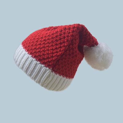 Women's Red Wool Knitted Christmas Hat - Versatile, Warm, Autumn/Winter Festive Gift