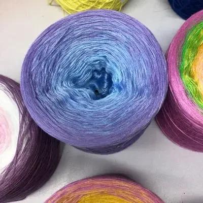 300g/pcs Colorful Pure Cotton Cake Gradient Cotton Rainbow DIY Scarf Shawl Skirt Wool Yarn Crochet