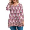 Women's Plus Size Top, Garden Collar Long Sleeved Shirt, Fashionable Floral Print Casual Top