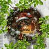 Vintage Christmas Cat Metal Sign Humorous Feline Embossed Wall Decor