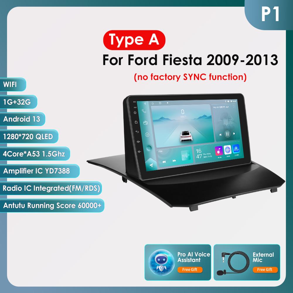 Hizpo 2din Android Autorádio pro Ford Fiesta 2009 - 2017 Autorádio Multimediální Přehrávač Videa GPS Navigace Hlavní Jednotka Carplay 4G WIFI Inteligentní DVR DSP