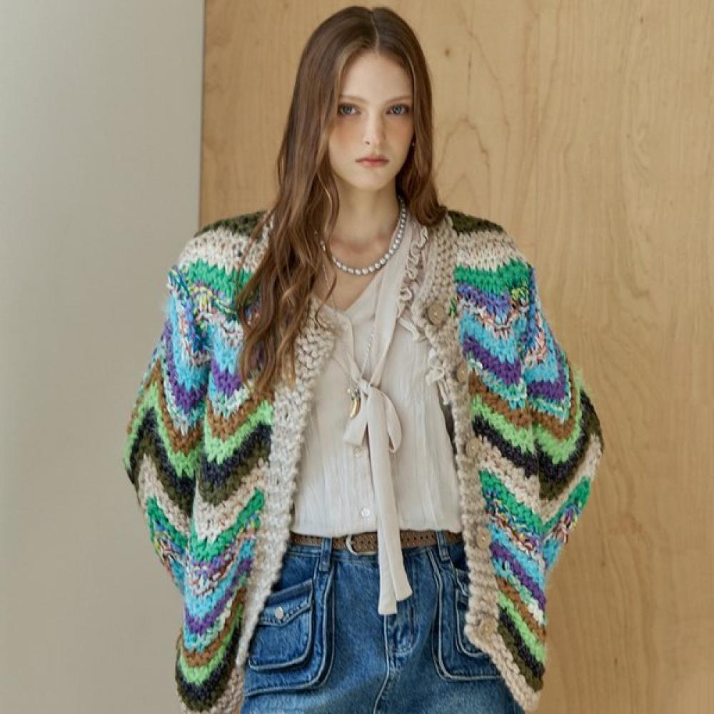 Maxza Handmade Multi Color Cable Knit Cardigan Ze10qd014na beige/FREE