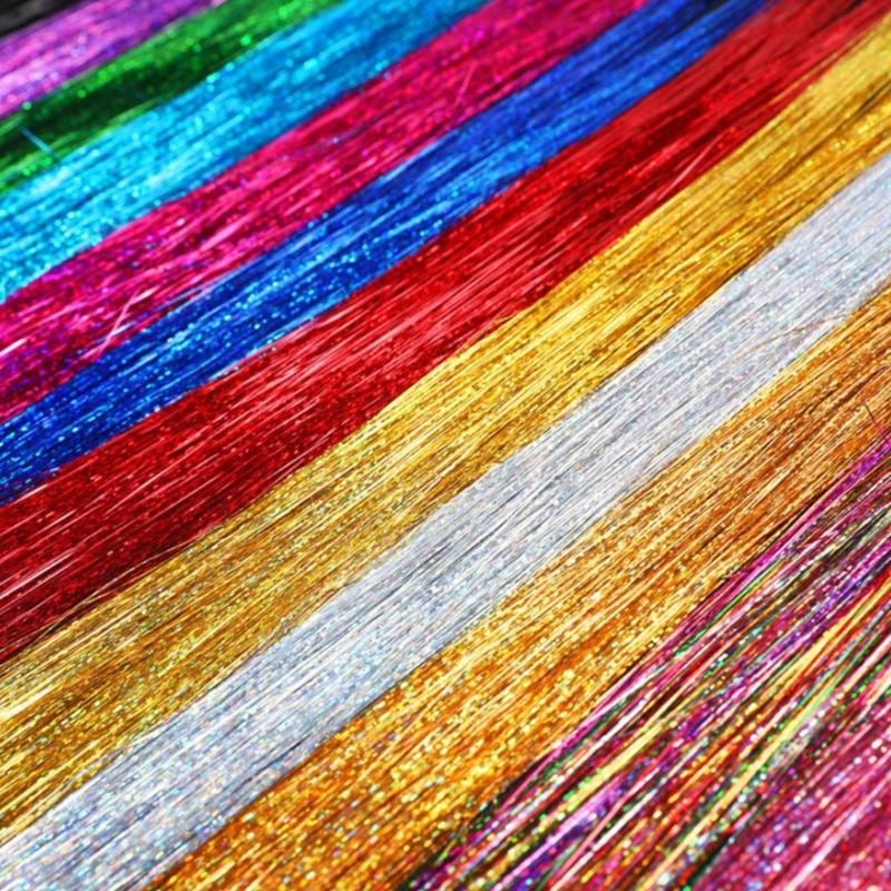 Synthetic Hair Extension Kit Glitter Hair Strands With Secure Clips Natural Shine PET For Long Lasting Wear