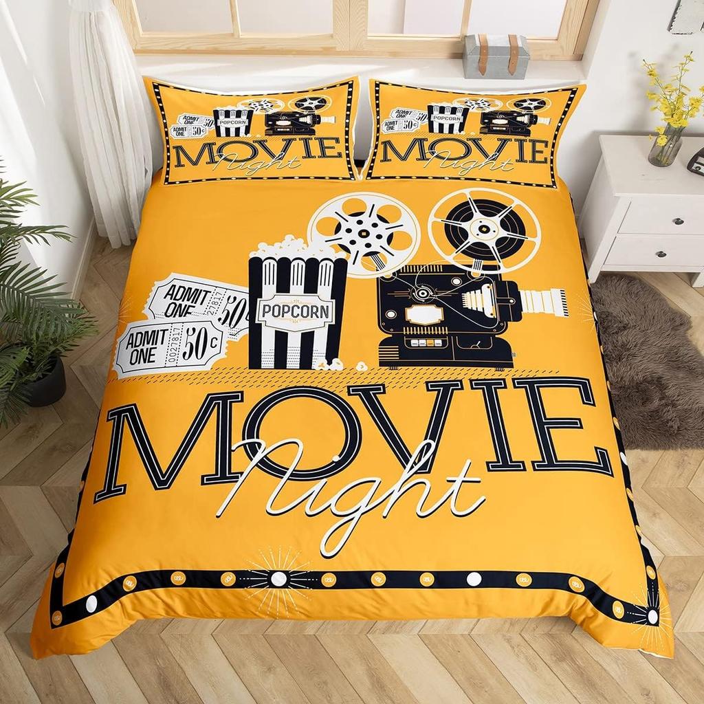 Film Theme Bedding Set Cinema Movie Theater Comforter Cover Twin Queen King Cartoon Duvet Cover Cinema Poster Design Quilt Cover