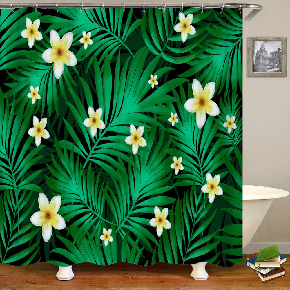 Modern style Shower Curtain 3D Tropical Plant leaves Printed Fabric Bathroom Curtains Home Bathtub Decor Curtain with Hooks