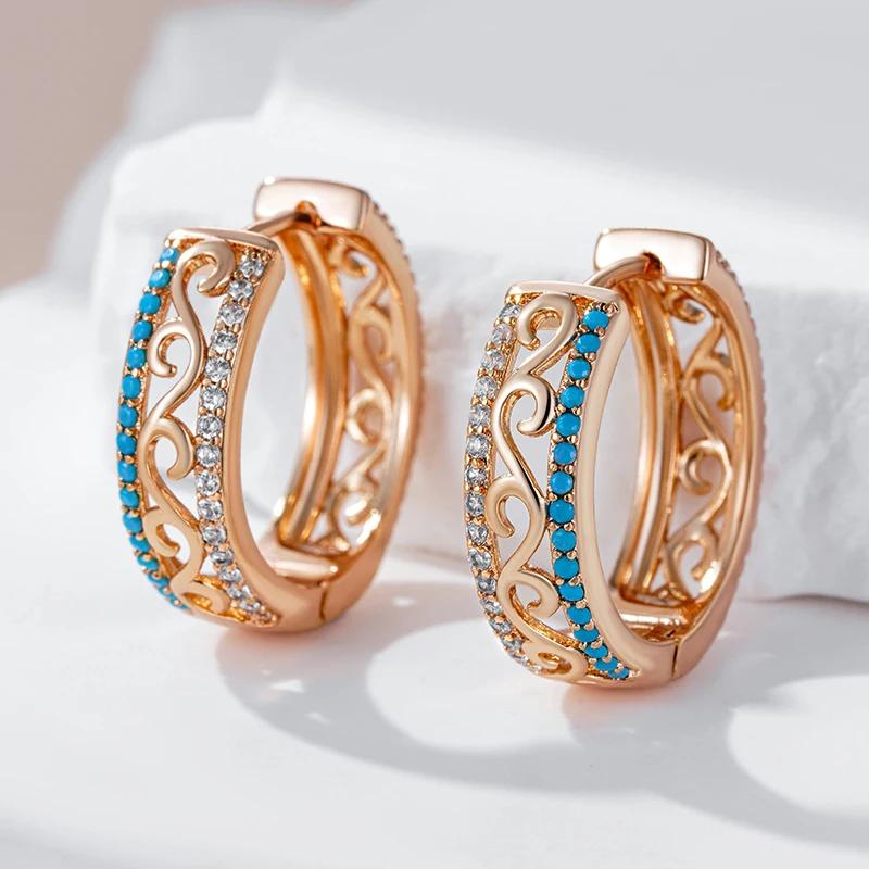Cercei cu cerc cu flori de culoare aurie de epocă pentru femei, în stil boho, zircon, turcoaz, cercei, bijuterii de nuntă, cadou