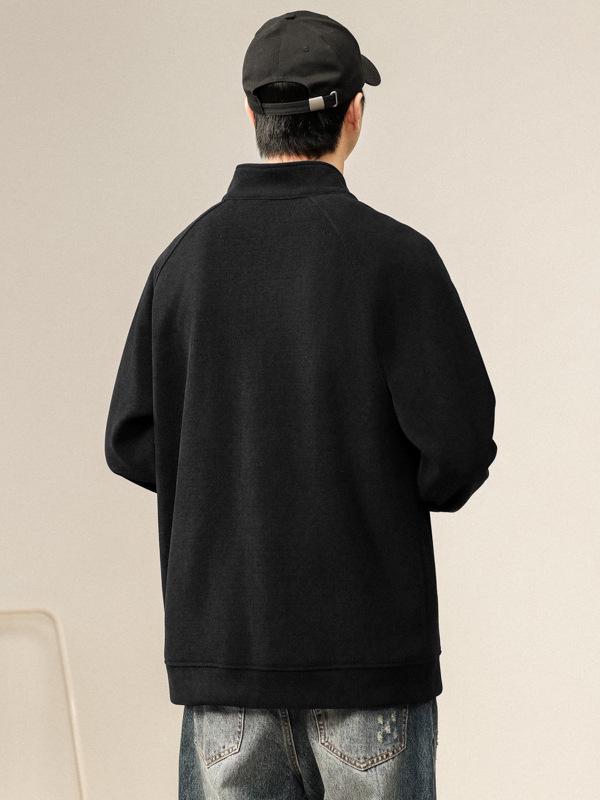 Men's Retro Half-Zip Hoodie: Trendy, Loose-Fit Stand Collar Pullover