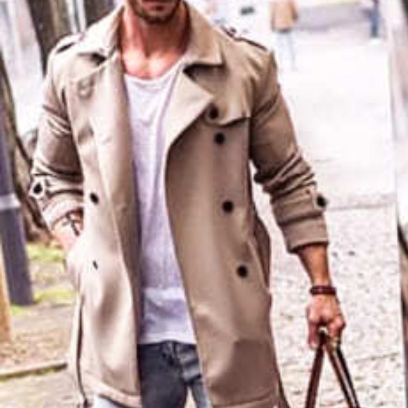 

Зимнее новое однотонное простое мужское длинное шерстяное пальто XXL