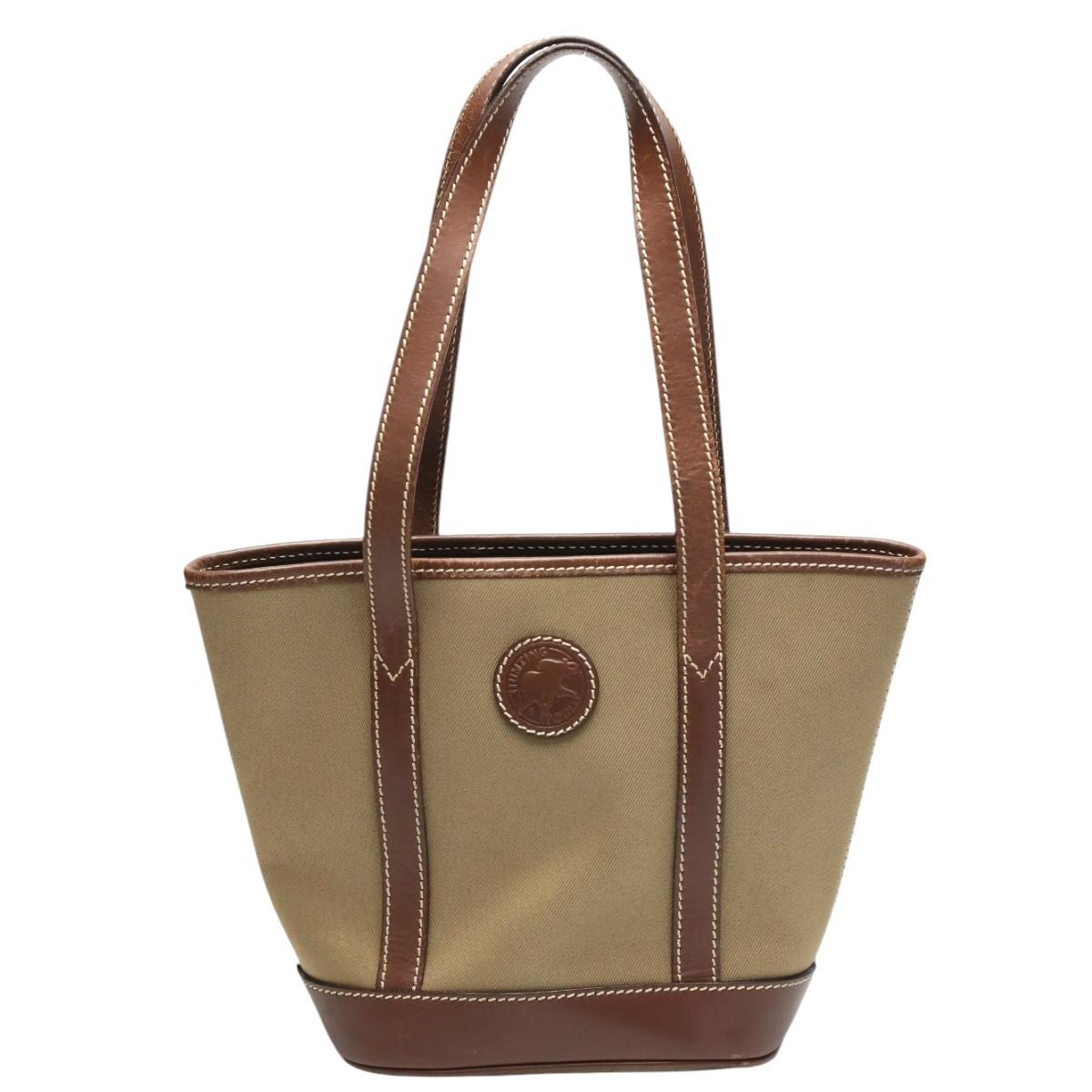 

HUNTING WORLD Mini tote Handbag canvas Khaki x Brown unisex 4620969 Used