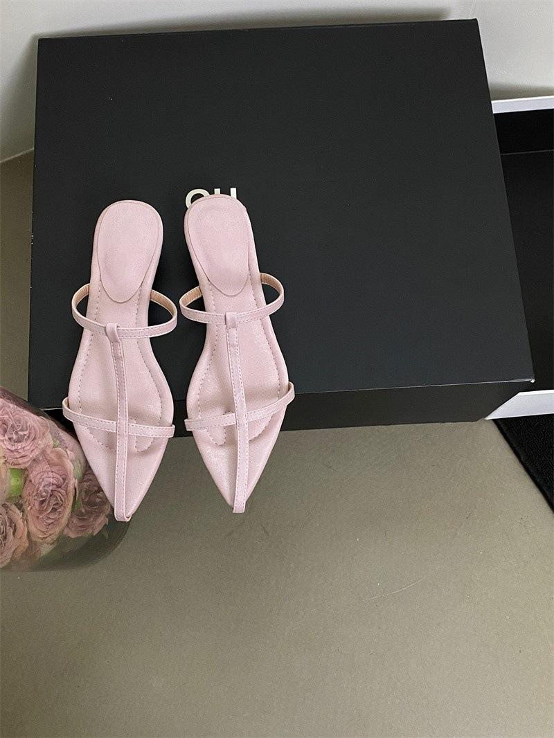 

Korean version of pointed cross with outer slippers open-toed sexy beach shoes 2025 summer niche mid-heel wedge sandals 40 розовый