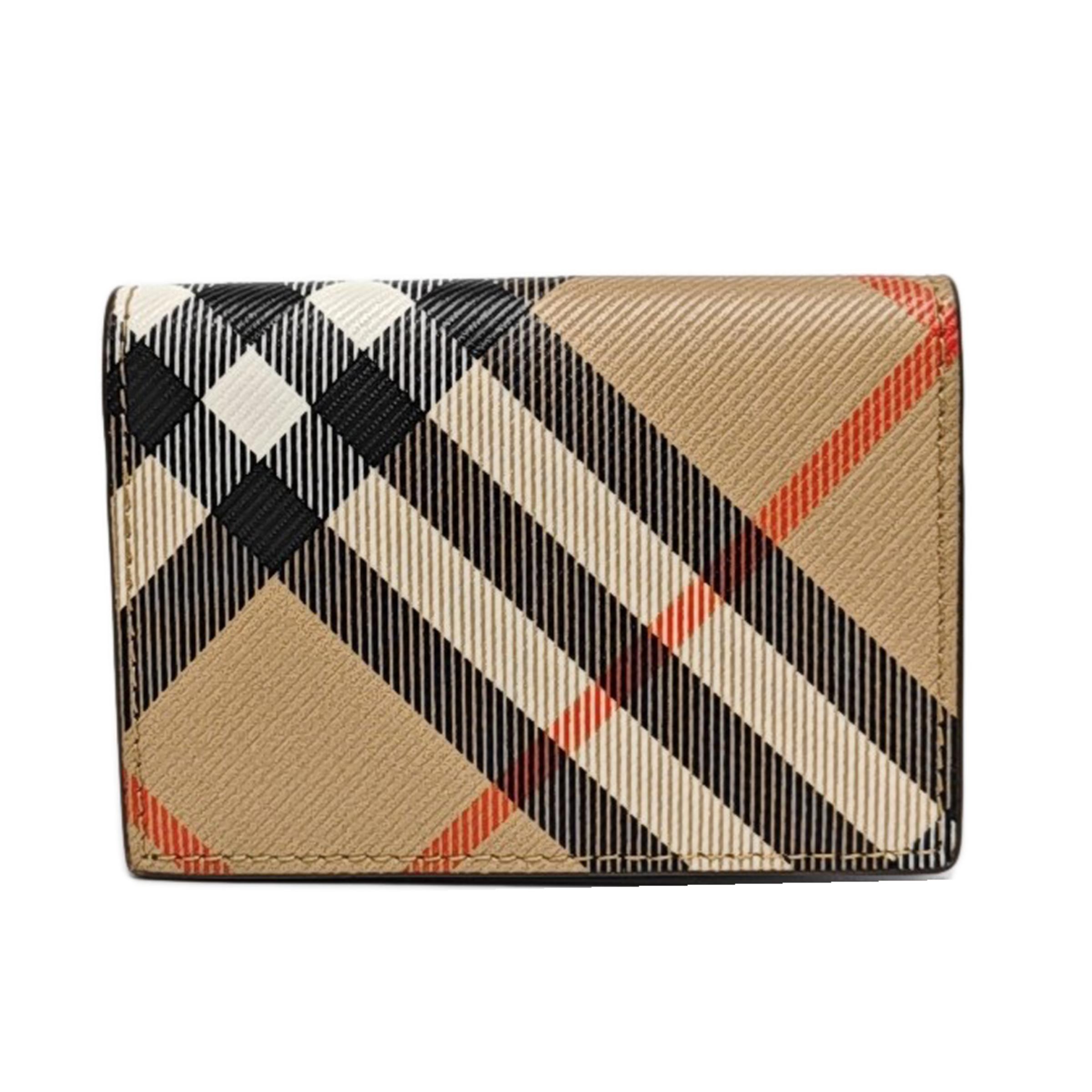 [Pre-Owned] Classic Stripe Double Fold PU Wallet - Excellent #17FED1D ONE SIZE