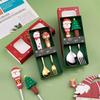 Christmas Day Dessert Spoon Creative Santa Claus Snowman Present Spoon Fork Tableware Set Animation Stainless Steel Cutlery Spoon Set