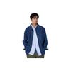UNIQLO Solid Color Pointed Collar Single-Breasted Long Sleeve Jacket Unisex jackets Denim-Blue 467535-67