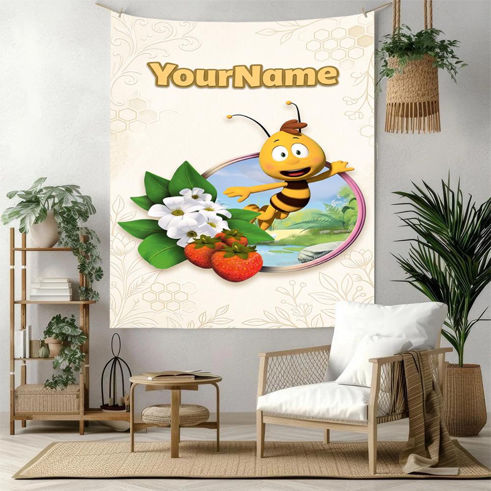 Biene Maja Custom Your Name Wall Decor Tapestry Art For Pet Memorial Birthdaywedding Party Backdrop Family Gift