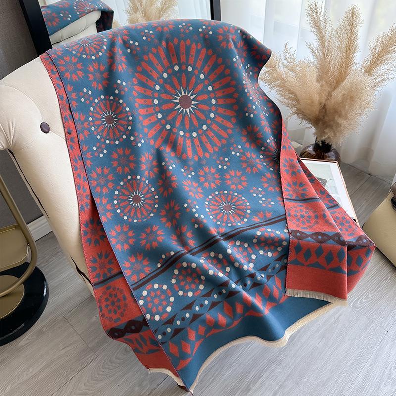 Autumn And Winter Scarf Women'S Cashmere Double-Sided Dual-Purpose High-Grade Texture Shawl Air Conditioner Warm Wool Scarf