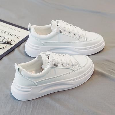 PU Leather Platform Shoes Flat Female Outdoor Elevator Sneakers Women Tennis Spring Vulcanize Thick-sole Running Trainers 2024