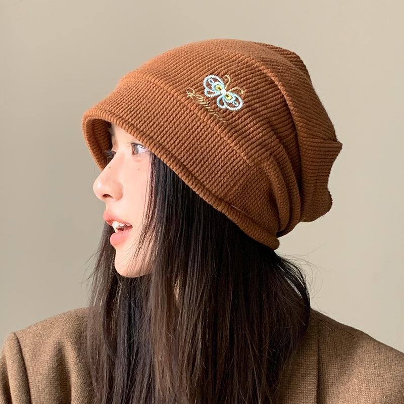 Korean Hat Women's Big Head Wool Knitted Hat Versatile Face Showing Small Pile of Hats Retro Warm Cold Hat