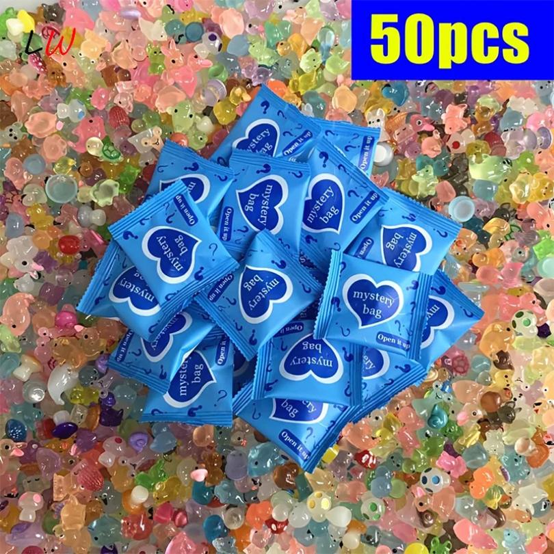 25/50pcs Glow In The Dark Mini Resin Animals & Mushroom Blind Bags Fairy Garden Decor Micro Landscape Birthday Gift