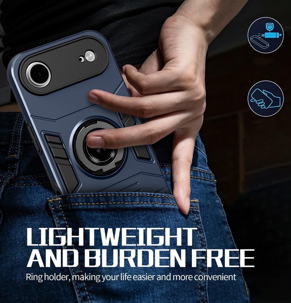 Magnetyczny Obracany Niewidoczny Uchwyt Metalowy Pierścień Etui na Telefon Dla iPhone 17 Pro Max 16 Plus 15 17 Air Odporne na Wstrząsy Podpórka Pokrowiec