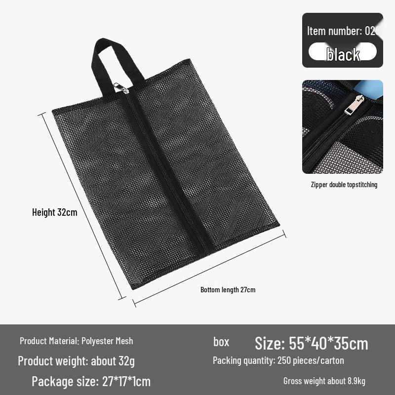 Sac de Plage Portable en Maille Multipoches Organisateur de Plage à Main en Polyester