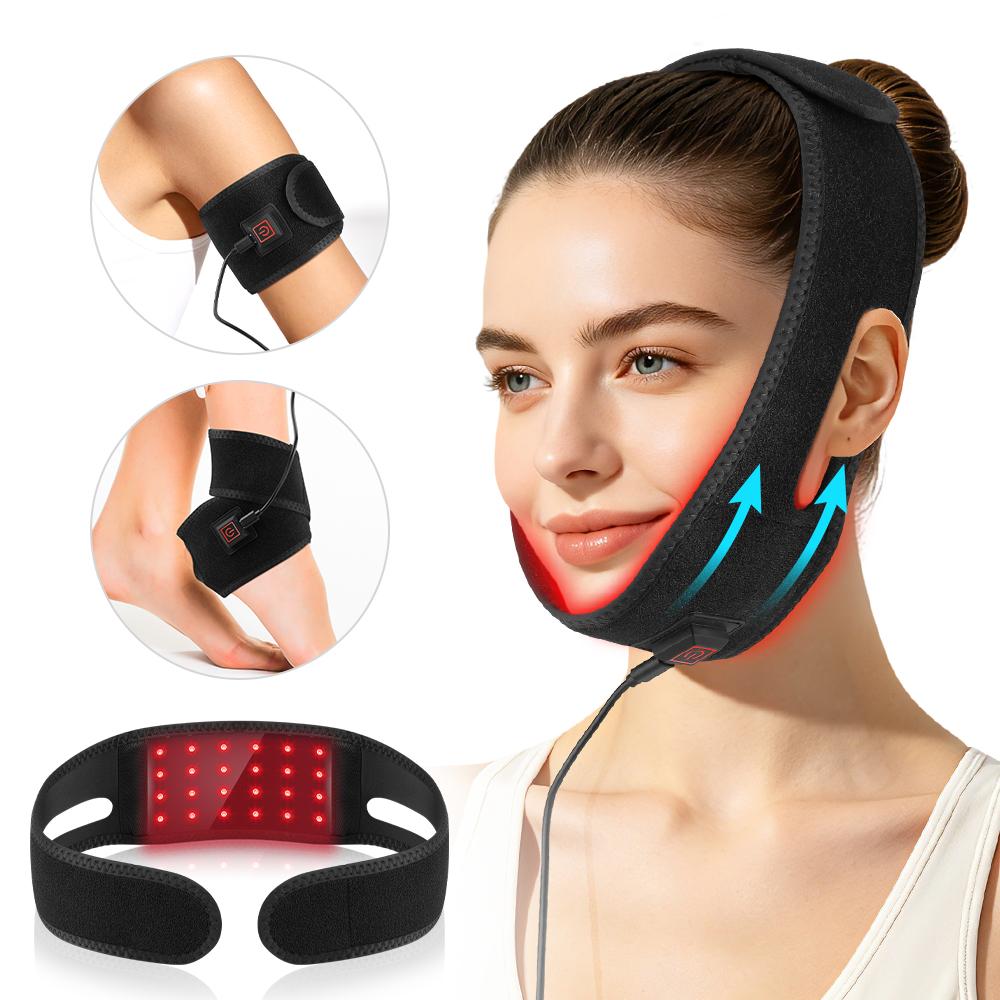 Portable Home Red Light Chin Wrap 660nm & 850 Neck Heating Belt Facial Neck Lifting Firming Infrared Skin Care Tool