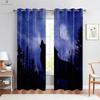 Wolf Under The Starry Sky 3d Printed Curtains For Children's Room, Bedroom, Living Room, Kitchen Curtains 2 Pieces Easy To Wash