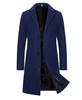 Spring Autumn Long Cotton Coat Wool Blend Pure Color Casual Business Fashion Men's Clothing Slim Windbreaker Jacket