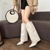 Fashion Elegant Heeled Slip on Women's Long Boots Autumn Winter Sale Goth Waterproof Boot 2025 New Offer Pu Ladies Knee High Shaft Shoes