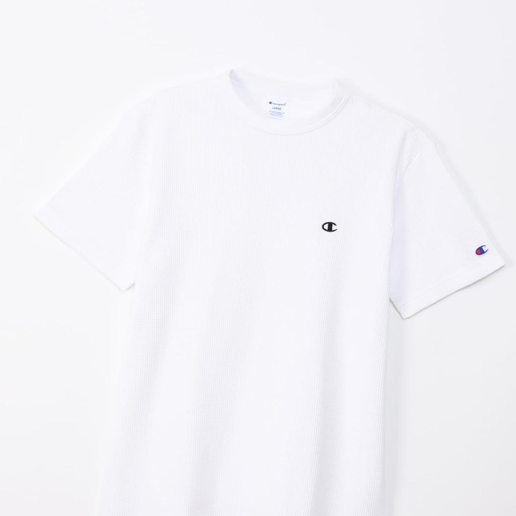 Champion Short Crew One Point Short Sleeve White T-Shirt, Sleeve, Neck, Logo, T-Shirt, Basic, C3-Z342, Men's,